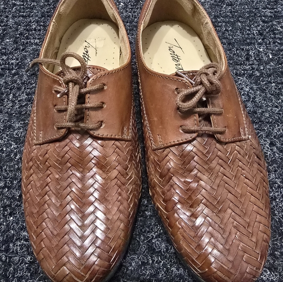 Trotters Lizzie Herringbone Brown Cognac Oxford  Shoes Women - Picture 7 of 9